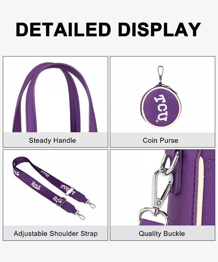 MONTANA WEST LICENSED TCU HORNED FROGS TOTE/CROSSBODY BAG - PURPLE