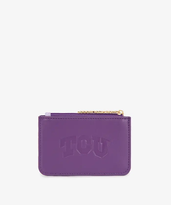 MONTANA WEST LICENSED TCU HORNED FROGS ZIP CARD CASE - PURPLE