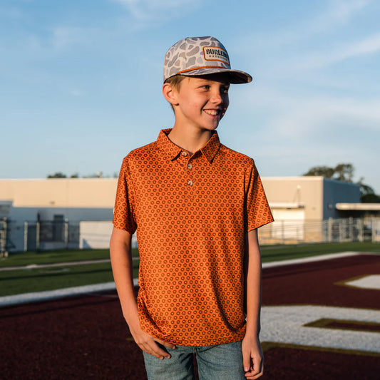 Burlebo Youth Performance Polo - Vintage Helmets - Orange