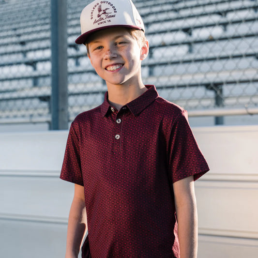 Burlebo Youth Performance Polo - Vintage Helmets - Maroon