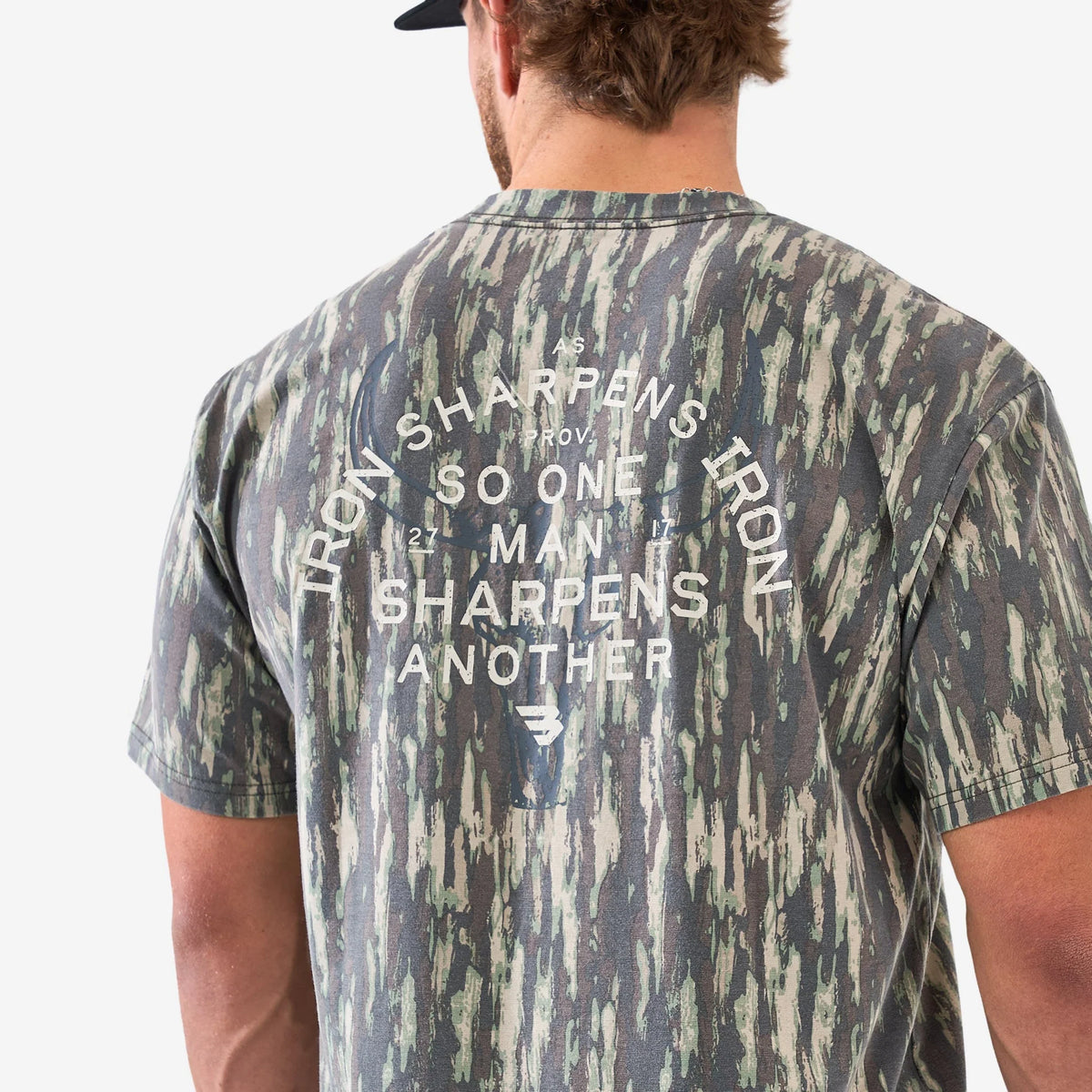 BURLEBO VINTAGE WASHED GRAPHIC TEE - PROVERBS 27:17 - MIDLAND CAMO