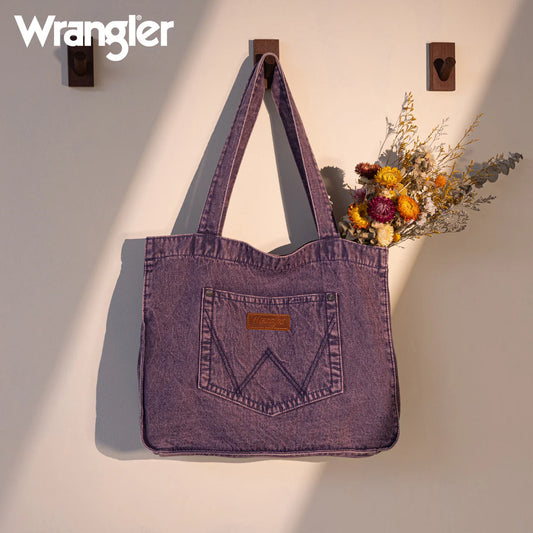 Wrangler Stitch Denim Tote Bag - Purple