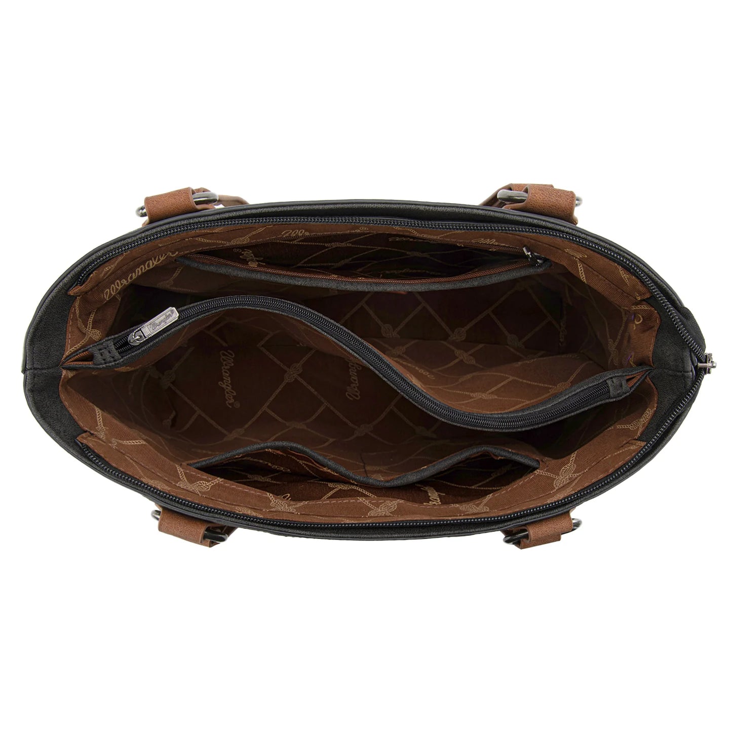 Wrangler Braided Whipstitch Zippered Tote - Black