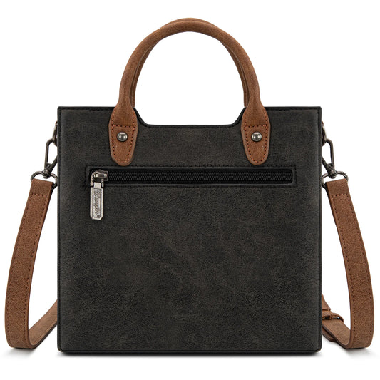 Wrangler Braided Whipstitch Top Handle Small Tote/Crossbody - Black