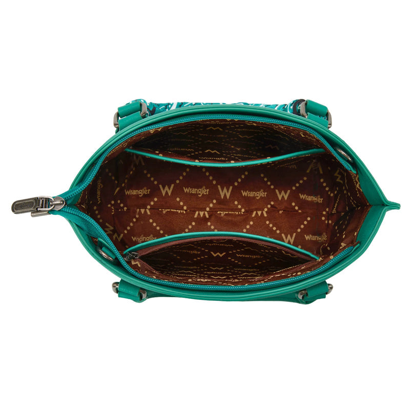 WRANGLER BANDANA PAISLEY PRINT TOTE/CROSSBODY - TURQUOISE