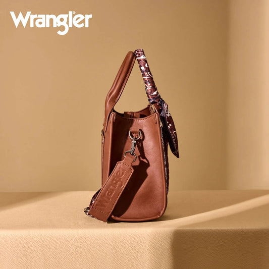 WRANGLER PAISLEY PRINT TOTE CROSSBODY BAG - BROWN