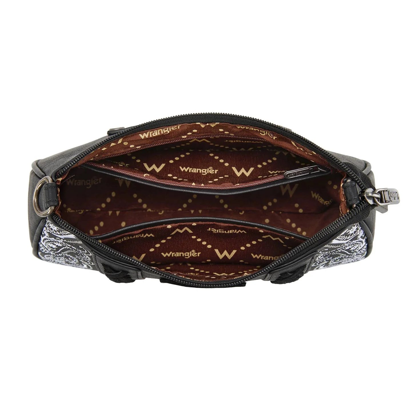 WRANGLER PAISLEY PRINT SHOULDER CROSSBODY BAG - BLACK