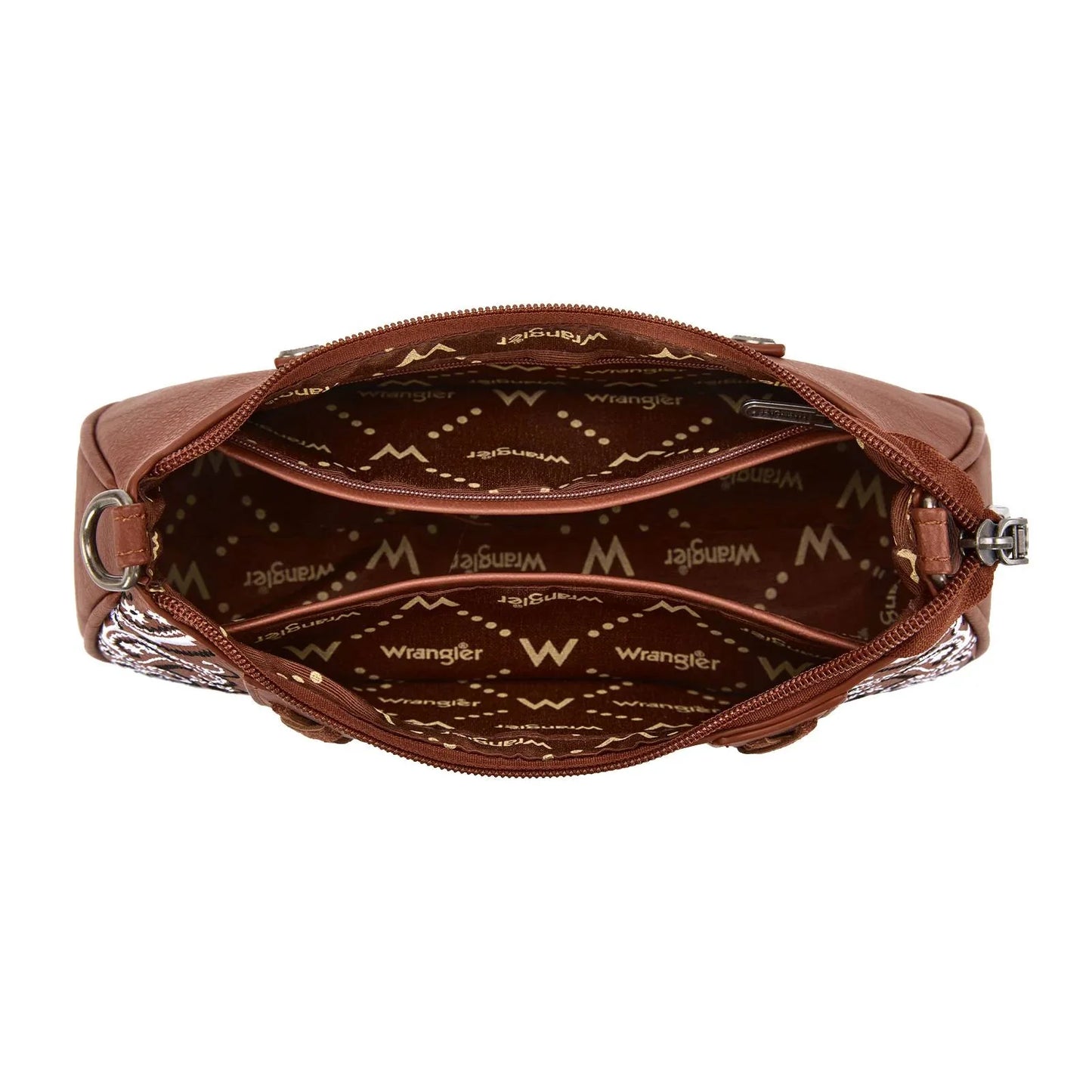 WRANGLER PAISLEY PRINT SHOULDER CROSSBODY BAG - BROWN