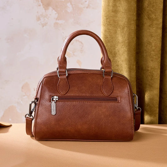 Wrangler Chevron Stitch Dome Satchel Crossbody Bag - Brown