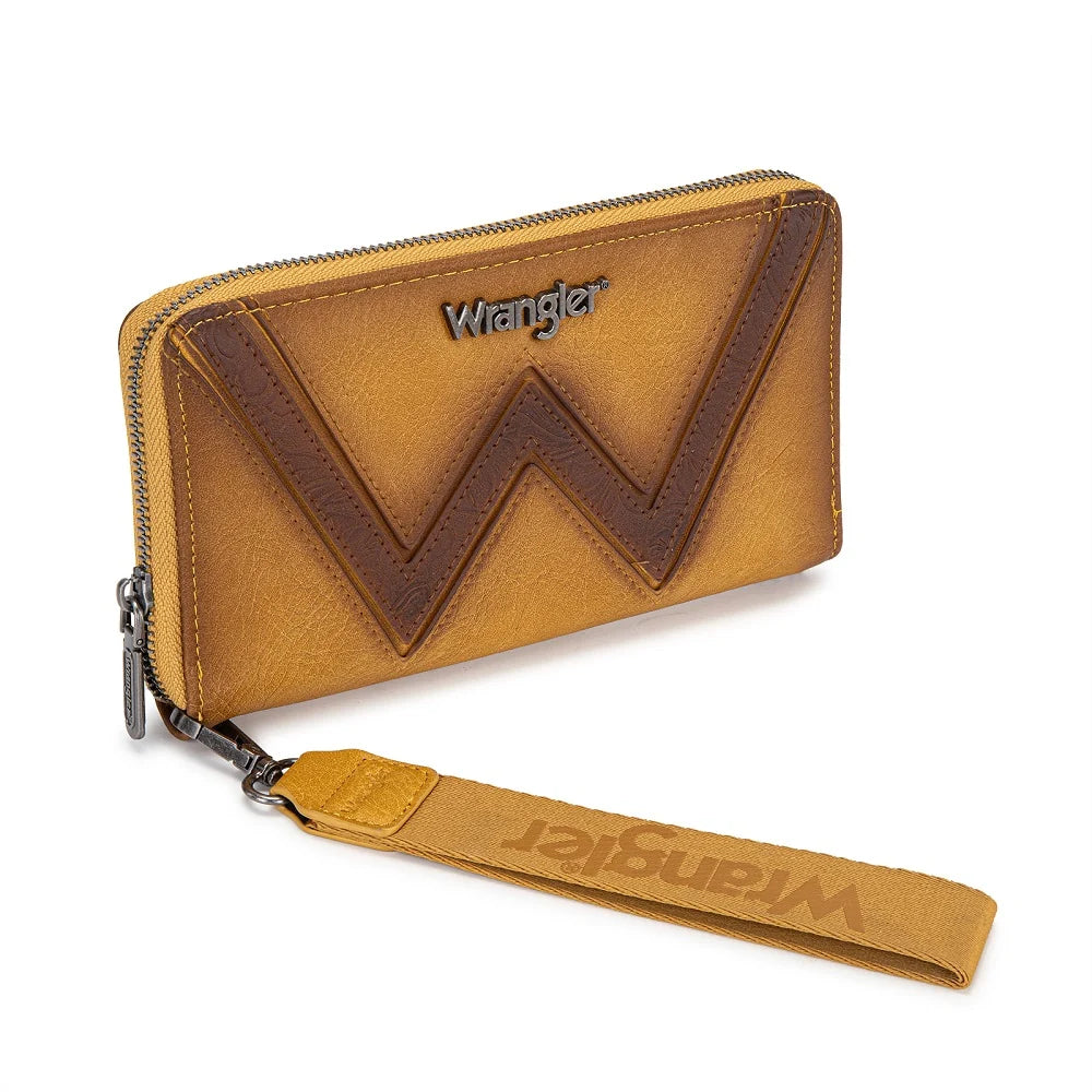 Wrangler Chevron Stitch Zip Around Wristlet Wallet - Yellow