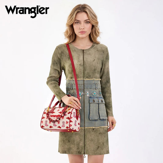 Wrangler Western Print Cowgirl Boston Bag - Pink