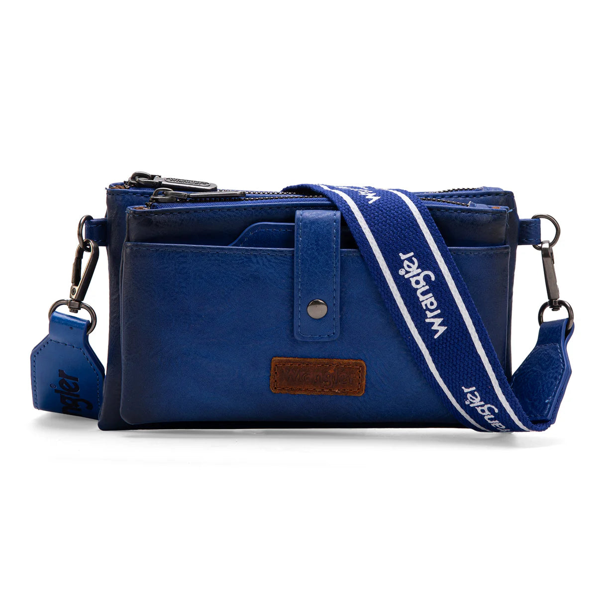 Wrangler Dual Zipper Compartment Crossbody Bag - Navy