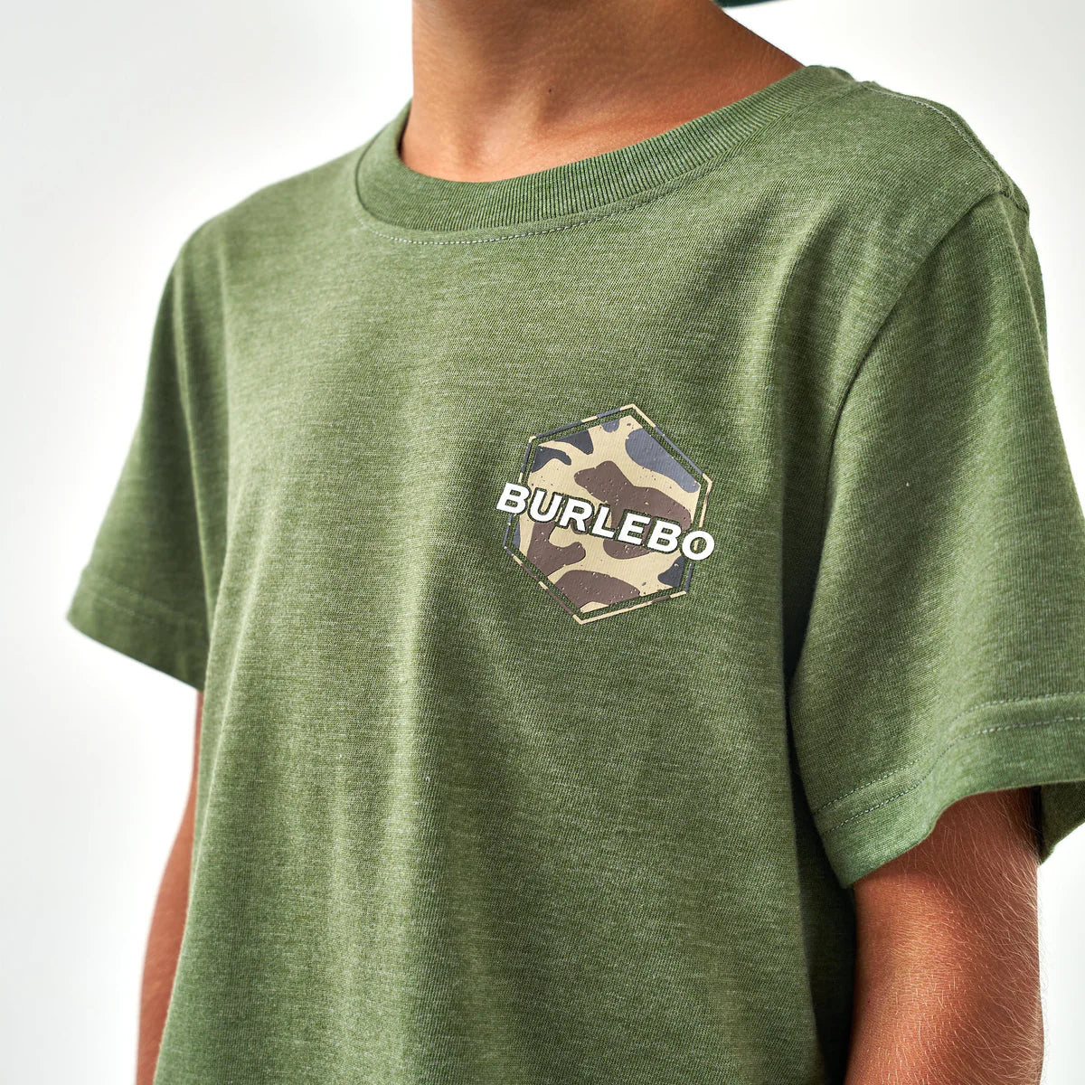 Burlebo Youth Short Sleeve Tee - Rad Dude Deer Camo - Heather Olive