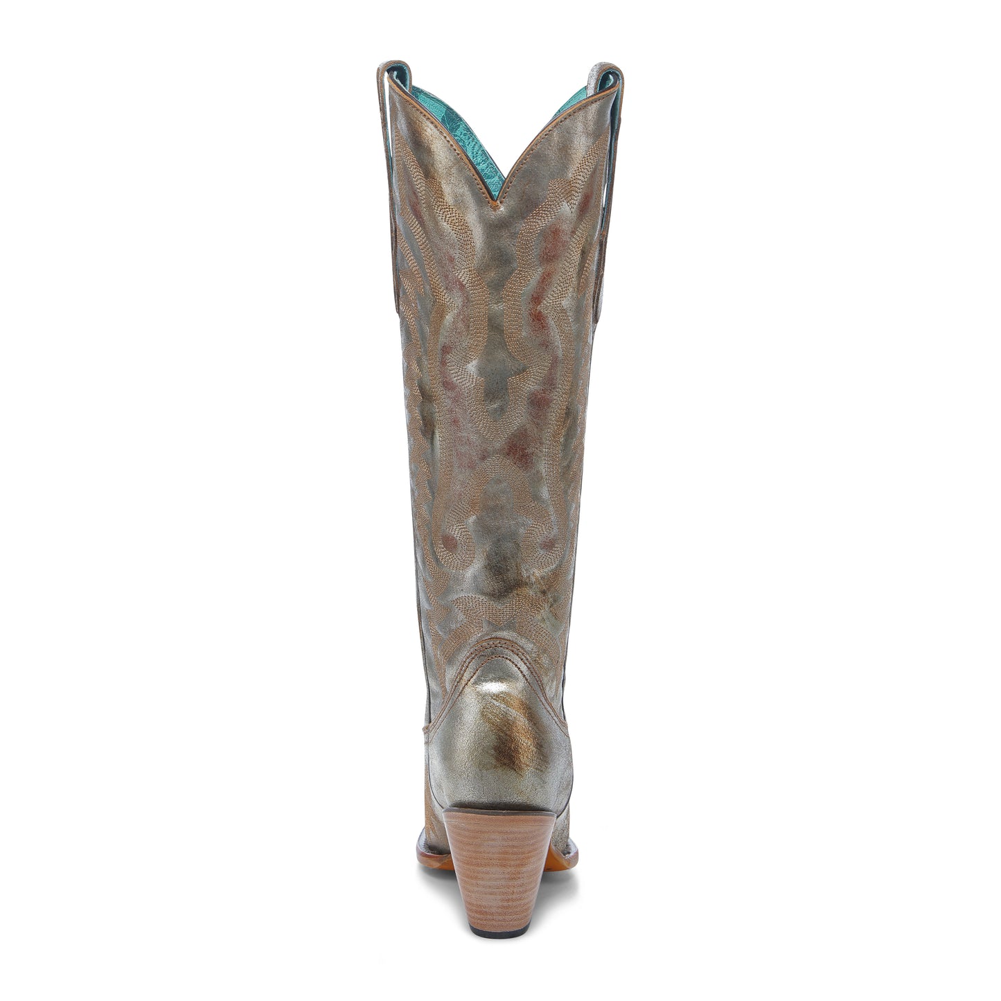 WOMEN'S GOLD METALLIZED LEATHER & EMBROIDERY TALL POINTED WESTERN BOOT - Z5223