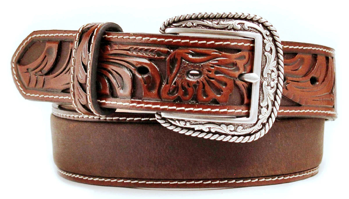 ARIAT MENS EMBOSSED TABS BELT