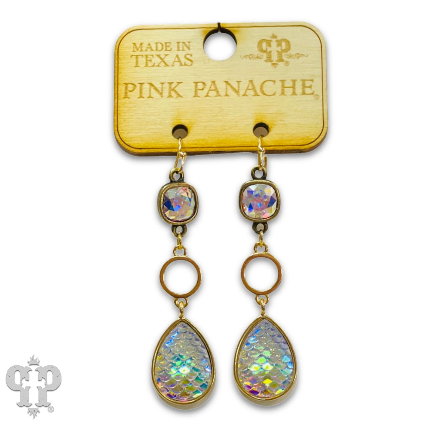 PINK PANACHE IRIDESCENT RAINBOW TEARDROP LAYERED EARRINGS - E327G
