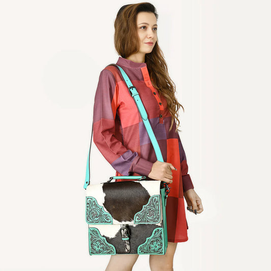 American Darling Genuine Western Leather Briefcase - Turquoise