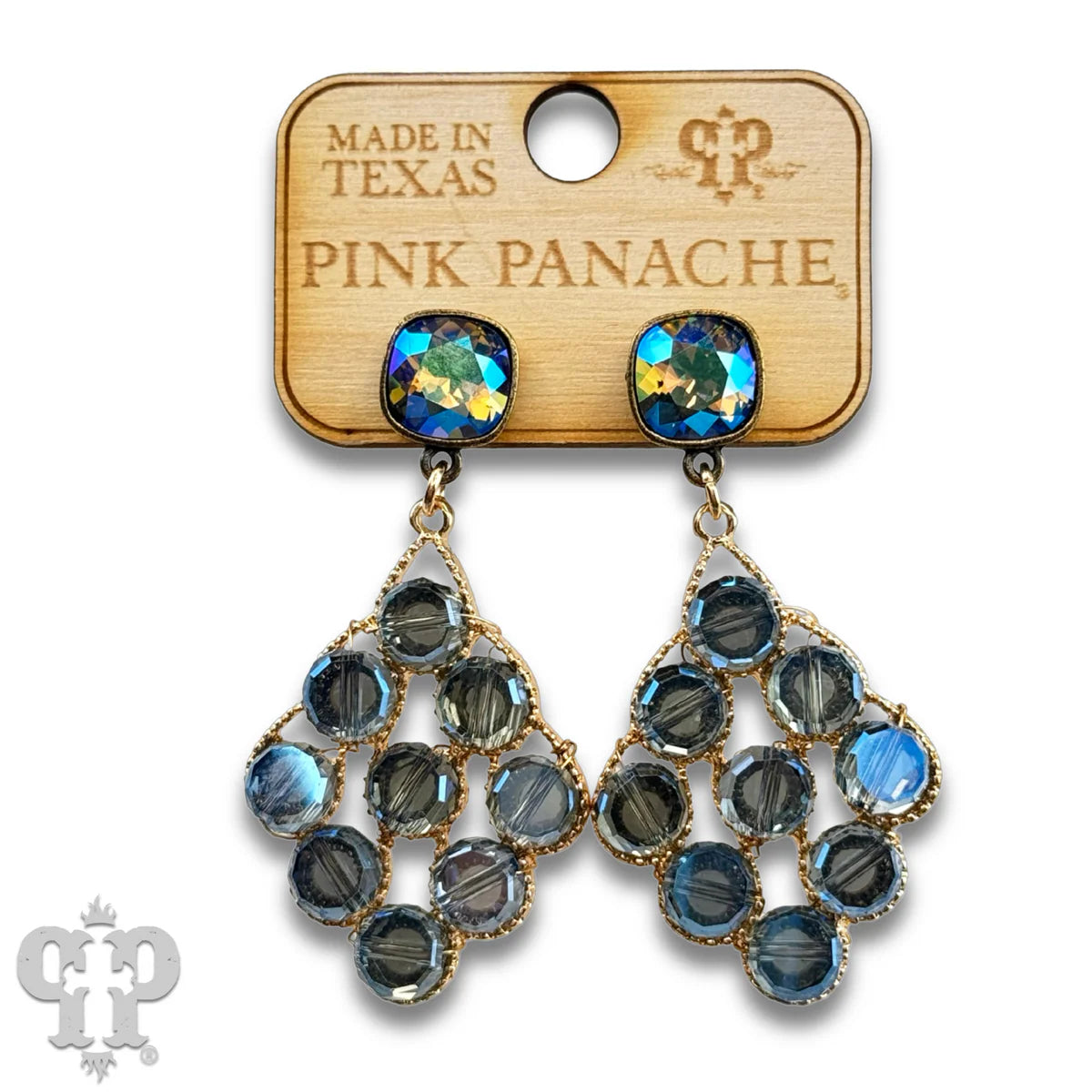 PINK PANACHE BRONZE DIAMOND SHAPE AUSTRAIN CRYSTAL EARRINGS - E347BBDS