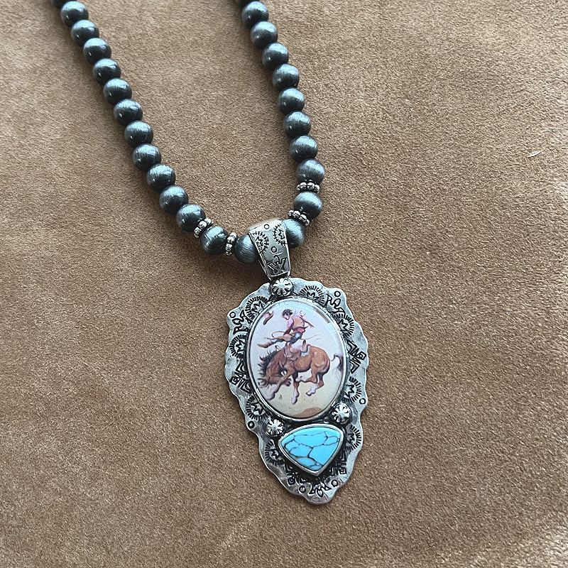 WESTERN VINTAGE COWBOY PENDANT NECKLACE