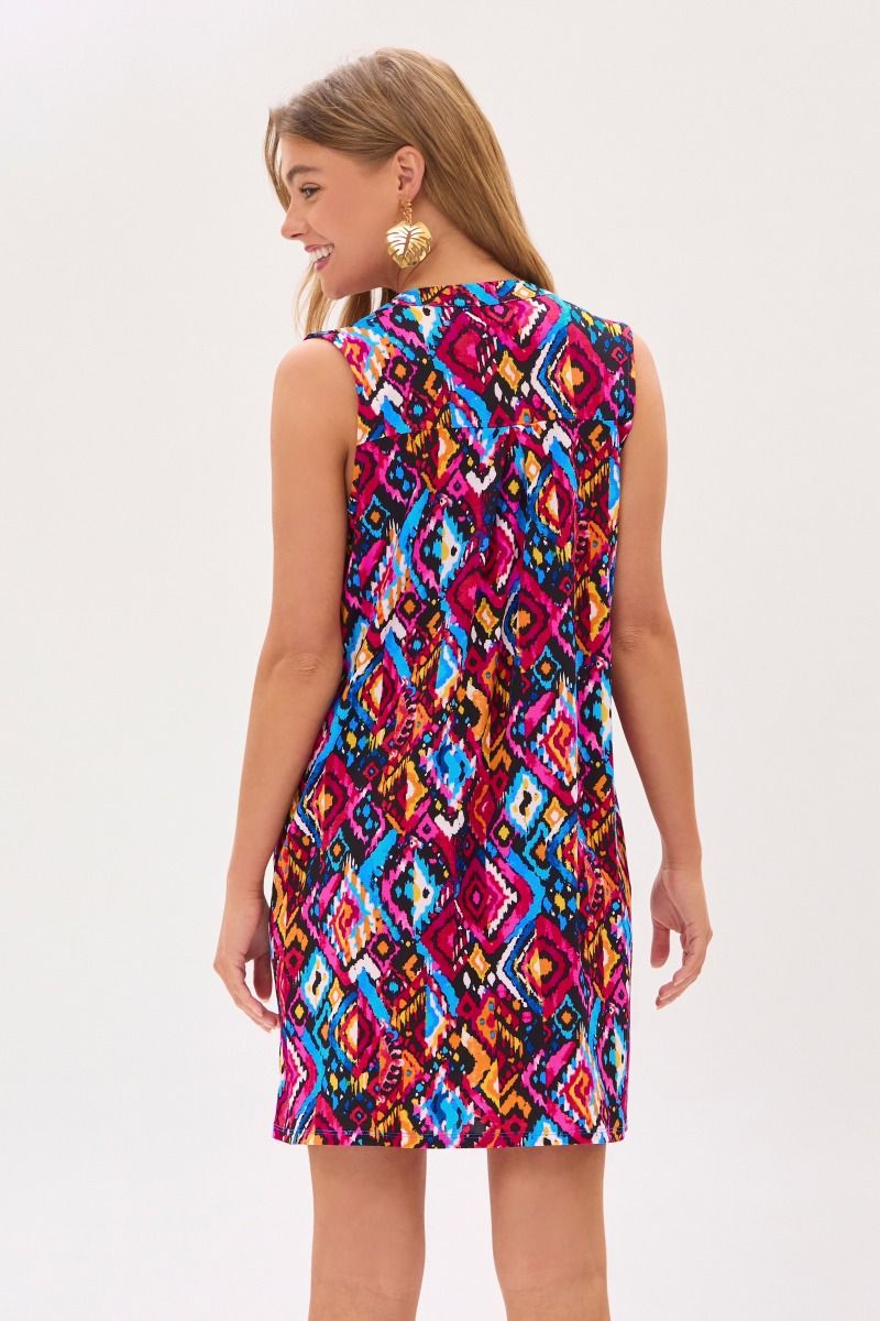 THE LIZZY TANK DRESS - BLACK PINK MULTI