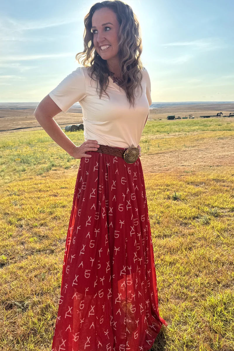 RED DIRT BRANDED MAXI SKIRT