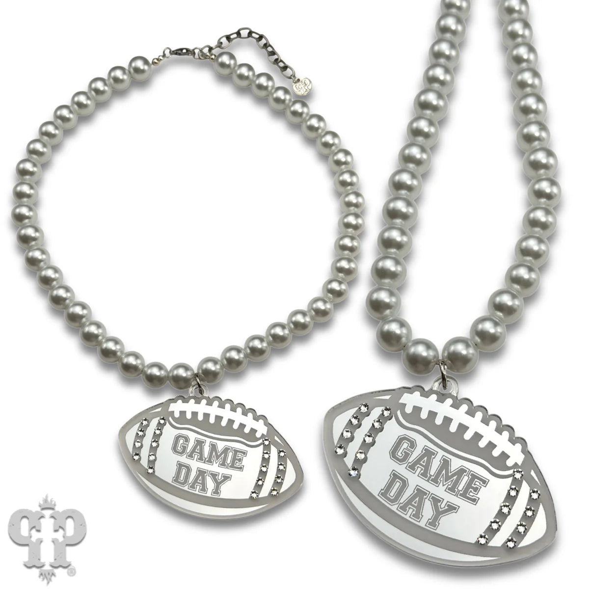 PINK PANACHE SILVER FOOTBALL GAME DAY NECKLACE - N258SAB