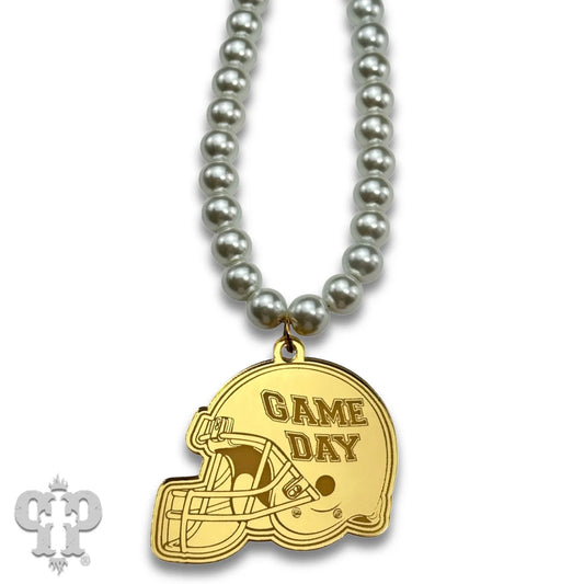 PINK PANACHE GOLD HELMET GAME DAY NECKLACE - N259G