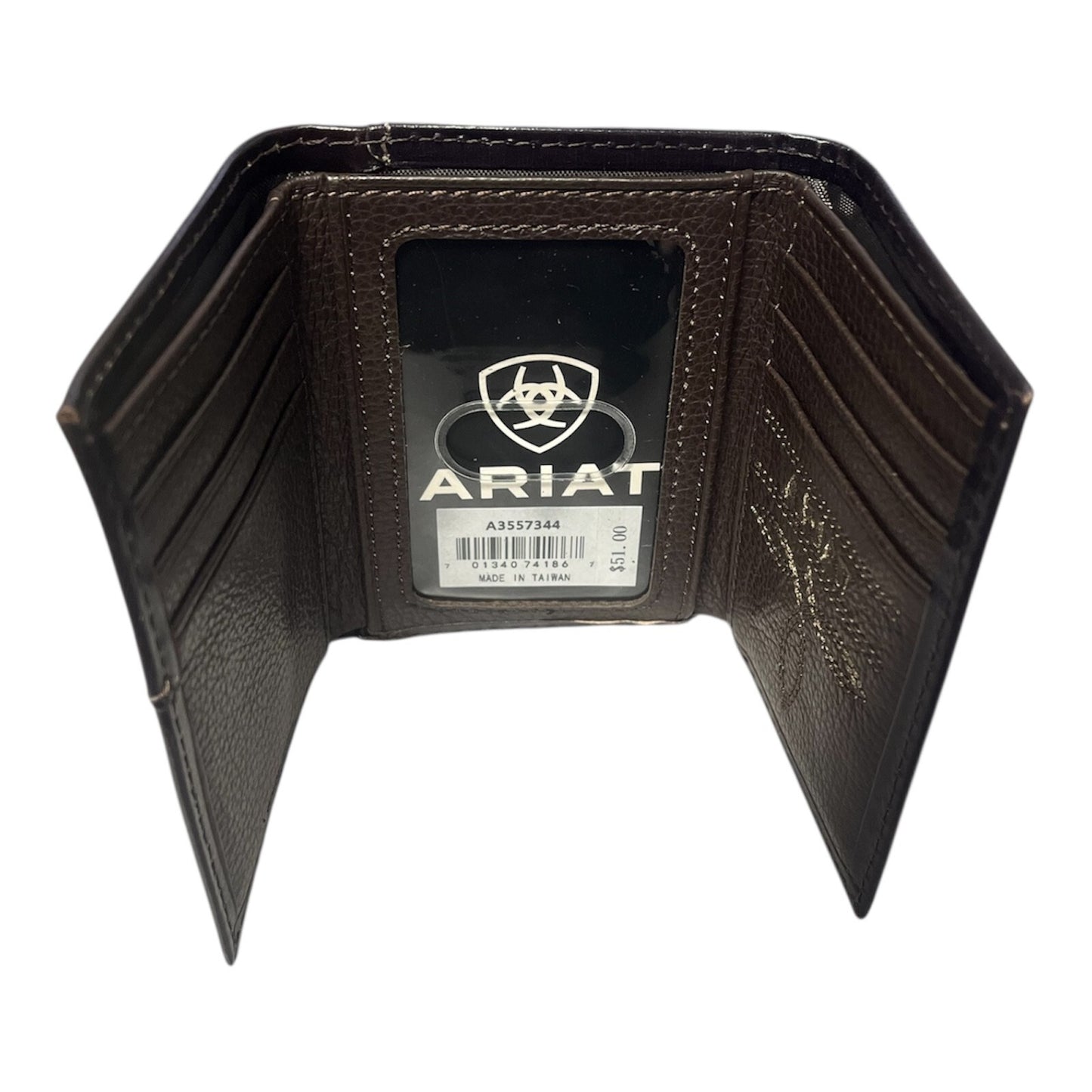 ARIAT TRIFOLD CROSS FLORAL FILIGREE MEDIUM BROWN