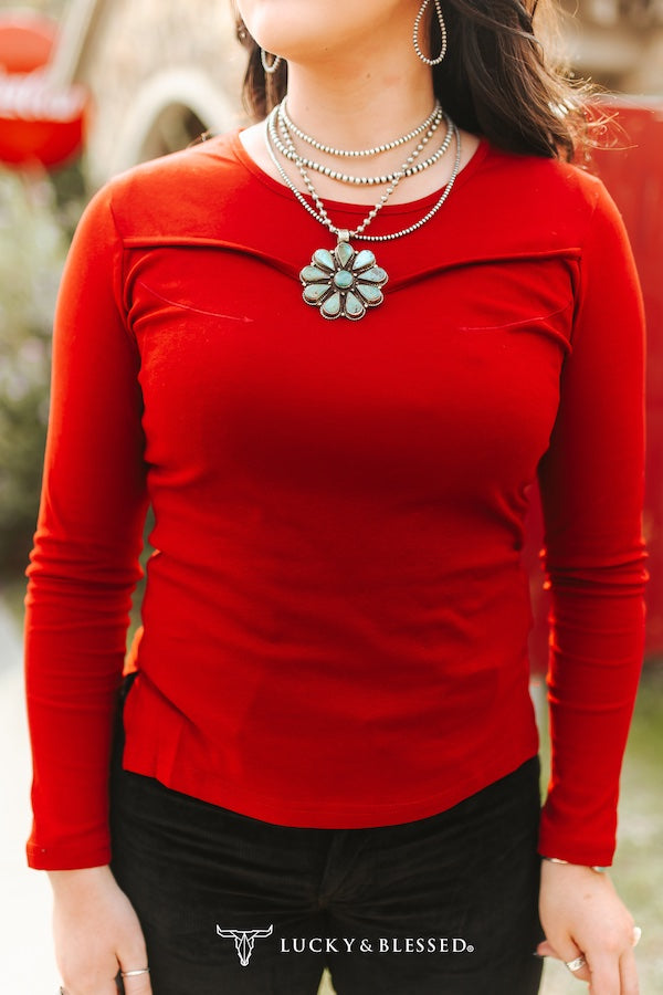 WESTERN ARROWS RED YOKE DETAIL TOP