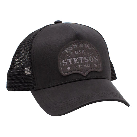 STETSON BORN ON THE TRAIL BLACK TRUCKER HAT