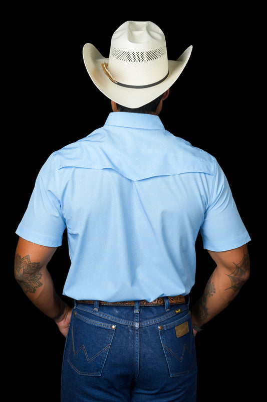 FERRELL MEN'S THE CARSON IN LIGHT BLUE - SHORT SLEEVE SNAP