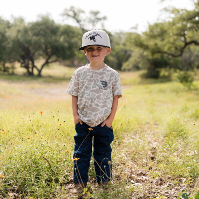 Burlebo YOUTH VINTAGE WASHED TEE - GOD'S GLORY - CLASSIC DEER CAMO