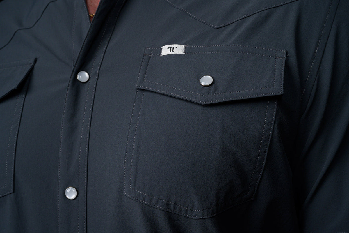 FERRELL MEN'S CORE GREY SHORT SLEEVE SNAP SHIRT