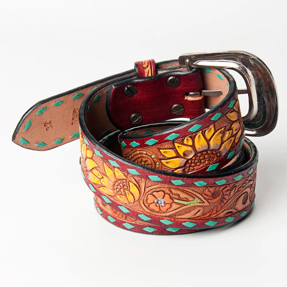 AMERICAN DARLING LEATHER TOOLED BELT - ADBLF132