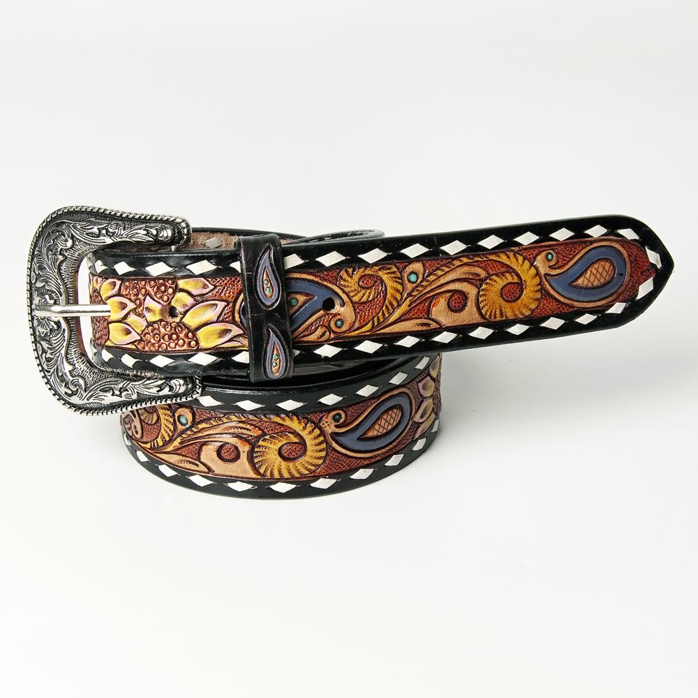 American Darling Leather Tooled Belt - ADBLF116 – The Chandelier