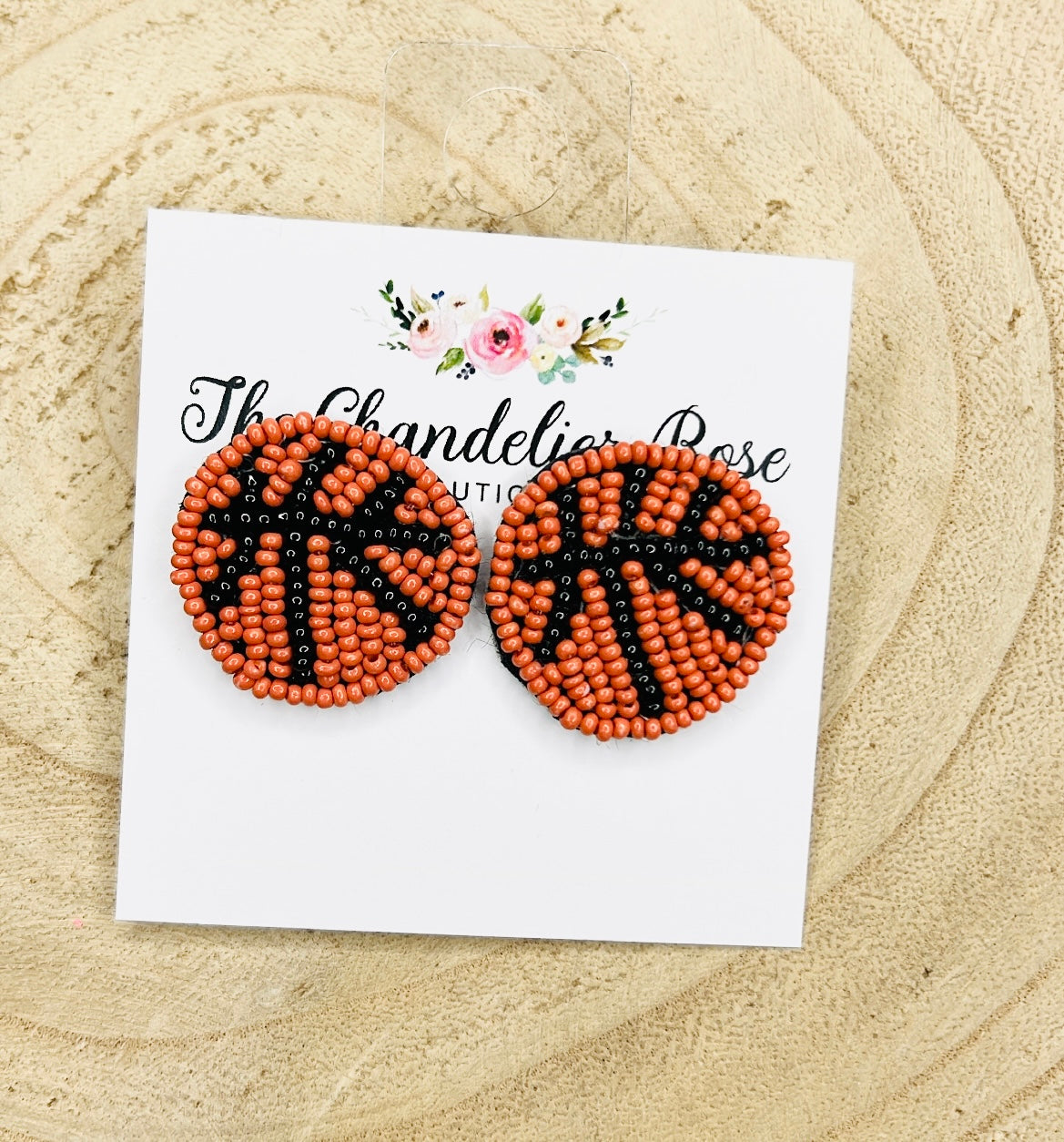 BASKETBALL BEADED STUD EARRINGS