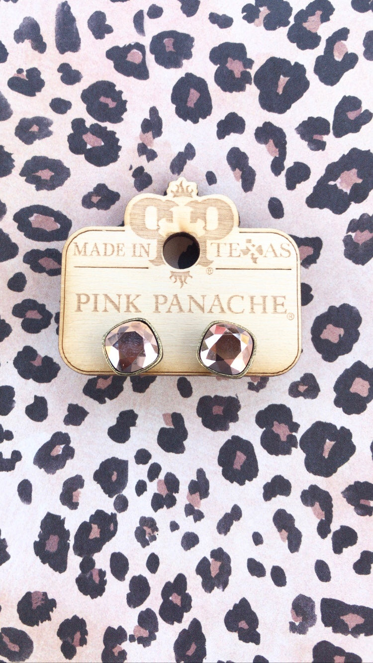 PINK PANACHE 10MM ROSE GOLD CUSHION STUD EARRINGS - E509BRG
