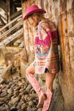 THE AZTEC JACQUARD WESTERN PRINT SEQUIN SHACKET - BLUE PINK