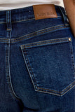 JUDY BLUE HIGH WAIST PETITE RETRO WIDE W ADJUSTABLE WB TABS + RAW HEM - DARK STONE