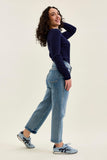 JUDY BLUE HIGH WAIST PETITE TUMMY CONTROL PEGGY ANKLE STRAIGHT JEANS - MEDIUM STONE