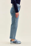 JUDY BLUE HIGH WAIST PETITE TUMMY CONTROL PEGGY ANKLE STRAIGHT JEANS - MEDIUM STONE