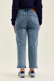 JUDY BLUE HIGH WAIST PETITE TUMMY CONTROL PEGGY ANKLE STRAIGHT JEANS - MEDIUM STONE