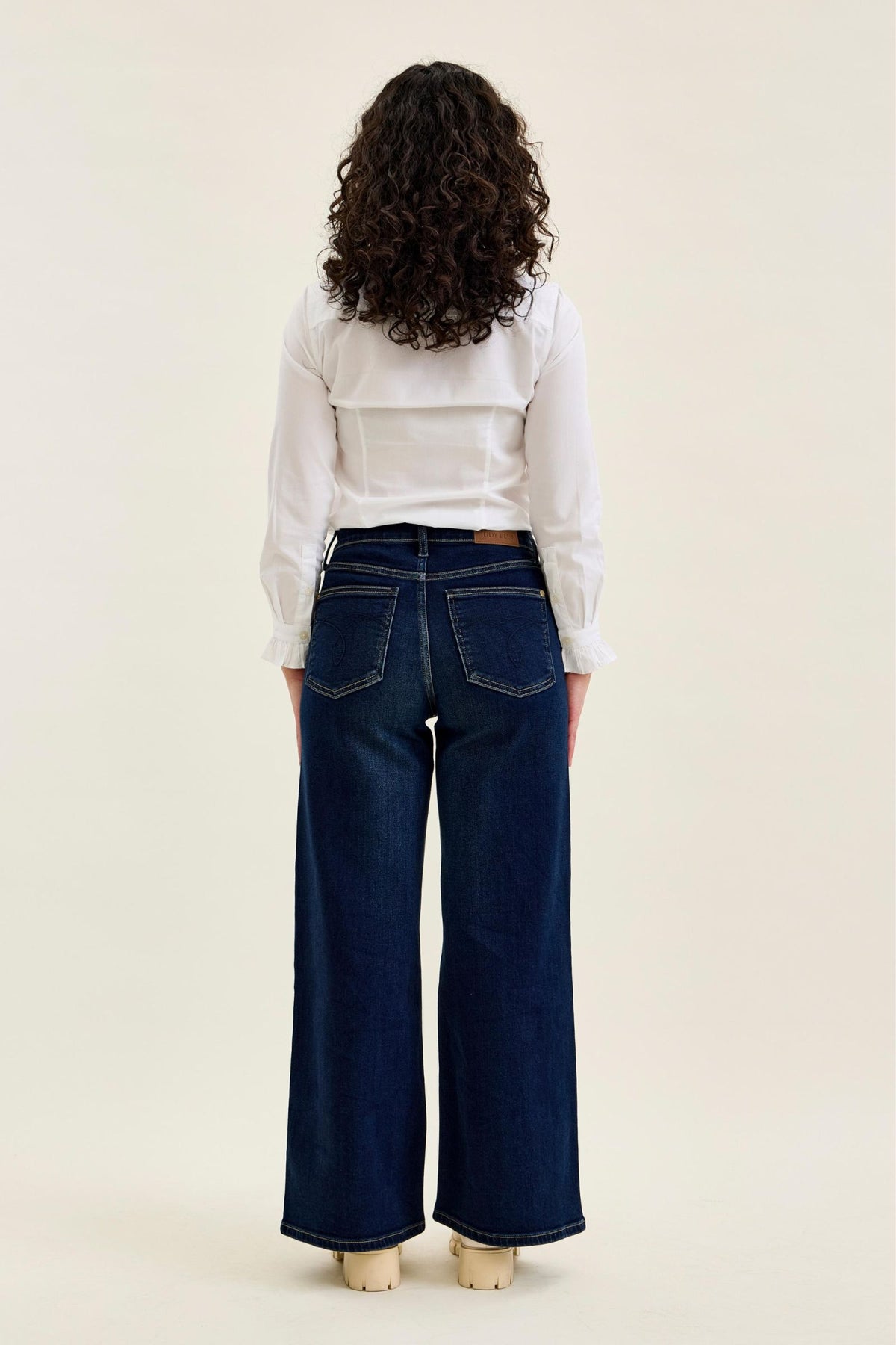 JUDY BLUE PETITE HIGH WAIST LUX RETRO WIDE DARK TWILIGHT BLUE - DARK STONE