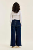 JUDY BLUE PETITE HIGH WAIST LUX RETRO WIDE DARK TWILIGHT BLUE - DARK STONE