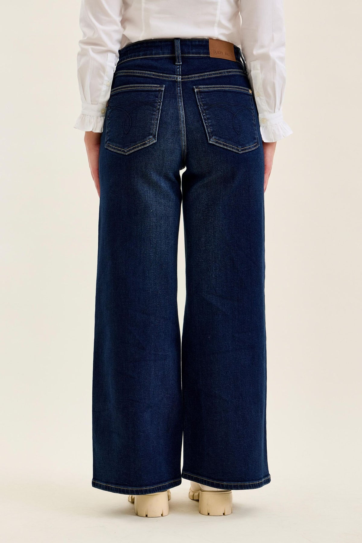 JUDY BLUE PETITE HIGH WAIST LUX RETRO WIDE DARK TWILIGHT BLUE - DARK STONE