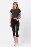 JUDY BLUE HIGH WAIST SKINNY CAPRI - BLACK