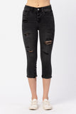 JUDY BLUE HIGH WAIST SKINNY CAPRI - BLACK