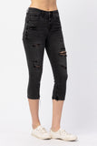 JUDY BLUE HIGH WAIST SKINNY CAPRI - BLACK