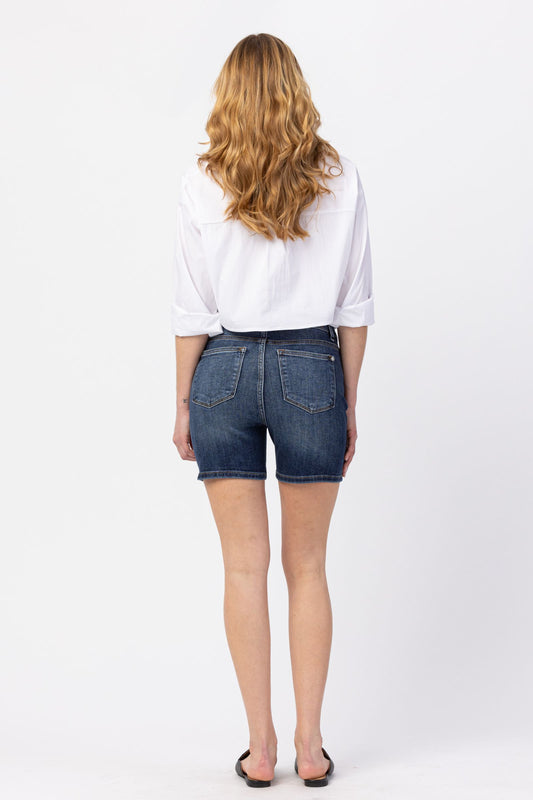 JUDY BLUE HIGH RISE MID LENGTH SHORTS - DARK STONE