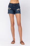 JUDY BLUE MID RISE CAMO PATCH SHORTS - DARK STONE